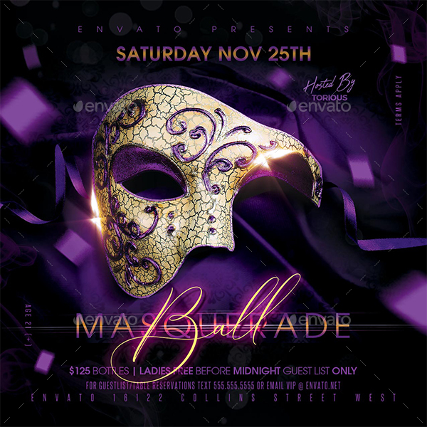 Masquerade Ball Flyer Template, Print Templates GraphicRiver